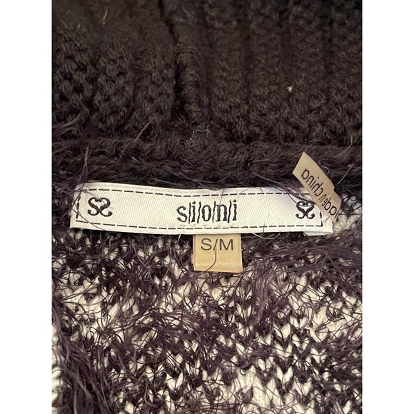 Sioni open sweater vest black and white zig zag pattern size S/M - Picture 7 of 8